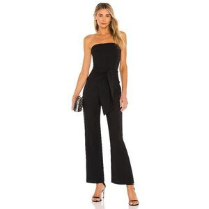 Superdown Jordan Tie Waist Jumpsuit Black Strapless REVOLVE M FLAW